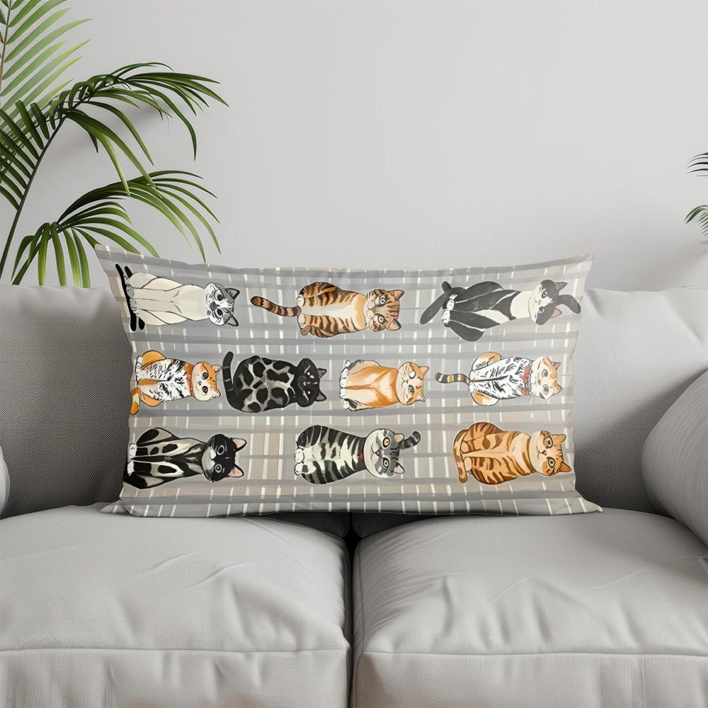 Домашний Декор Милые Кошки Дизайн Наволочки Подходит Для Дивана Спальни Автомобиля Наволочка Подушка Прямоугольная Подушка Для Спины