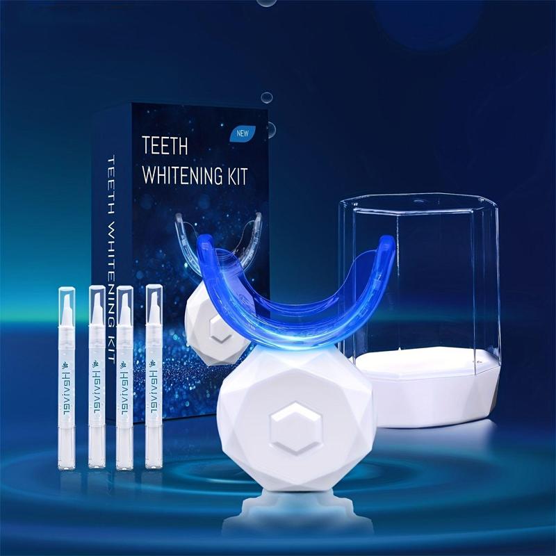 Heviver Электрический набор для отбеливания зубов с холодным синим светодиодным светом и 4 отбеливающими гелями, система отбеливания зубов для ухода за полостью рта