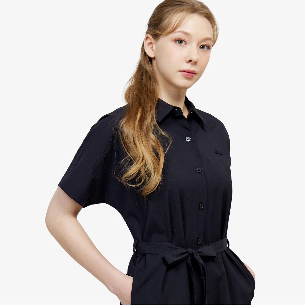[lacoste] Women's Belted Short-Sleeve Shirt Dress EF306E-56GHDE