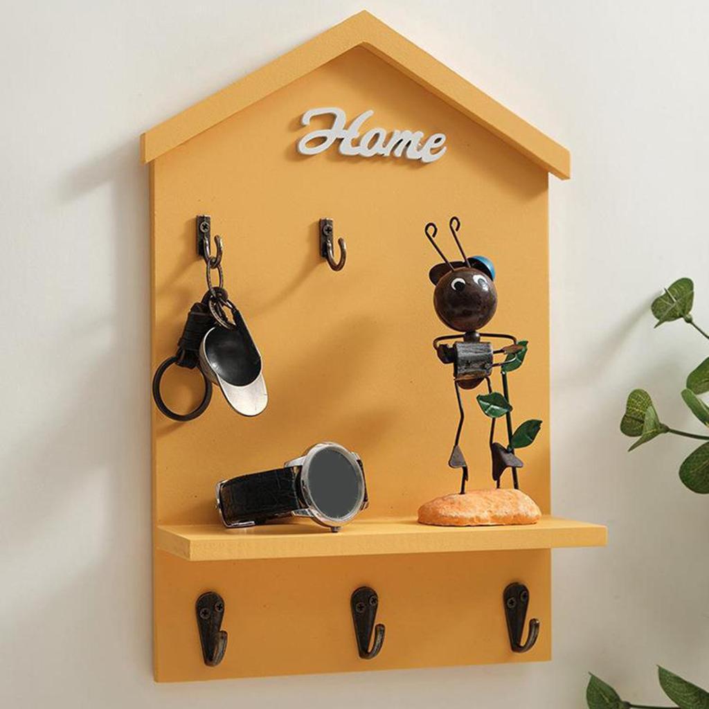 Decorative Wall Mount Wooden Key Storage Organizer 8.2x2.7x12.2 Inch Versatile Home Decor for Can