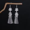 Этнические серьги-подвески с кисточками из перьев - Имитация серебра Мяо, Популярный туристический товар, Милый дизайн с бобами.