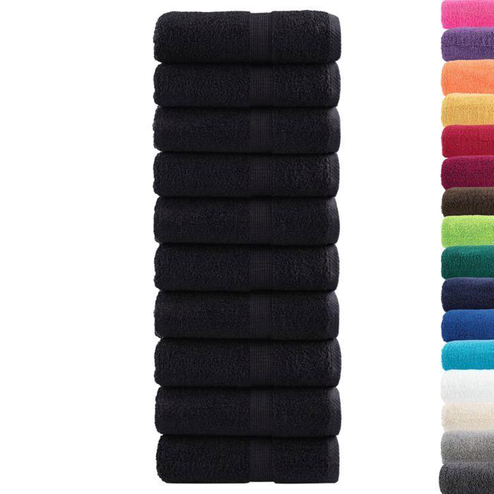 VidaXL Serviettes de toilette Premium SOLUND 10 pièces Noir 30 x 30 cm 600 g/m² 137421