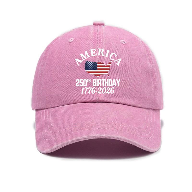 Trendy versatile retro washed old American independence anniversary print soft top men's and women's baseball caps