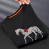 Футболка мужская из шелка Ice Silk с вышивкой European Light Luxury Embroidered Warhorse – с короткими рукавами, дышащая, с круглым вырезом, модный летний стиль