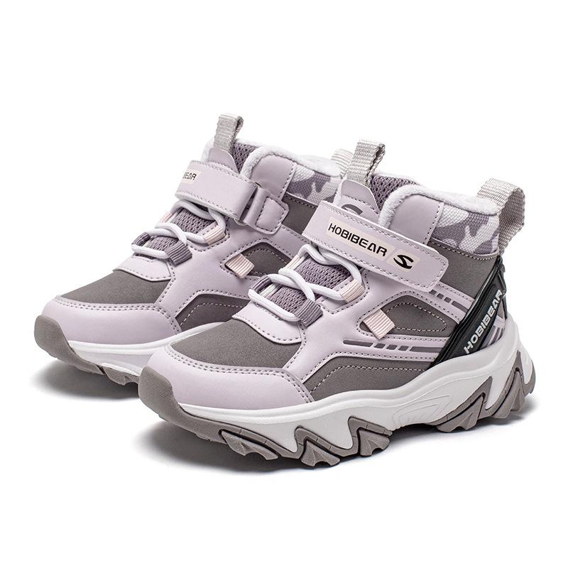 Kids Snow Boots Winter Warm Fleece Lined High Top Sneakers Outdoor Casual Running Shoes For Boys Girls Hook And Loop Short Boots