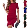 Женское модное повседневное сексуальное комфортное прохладное дышащее сплошное цветное тонкое платье с высокой талией