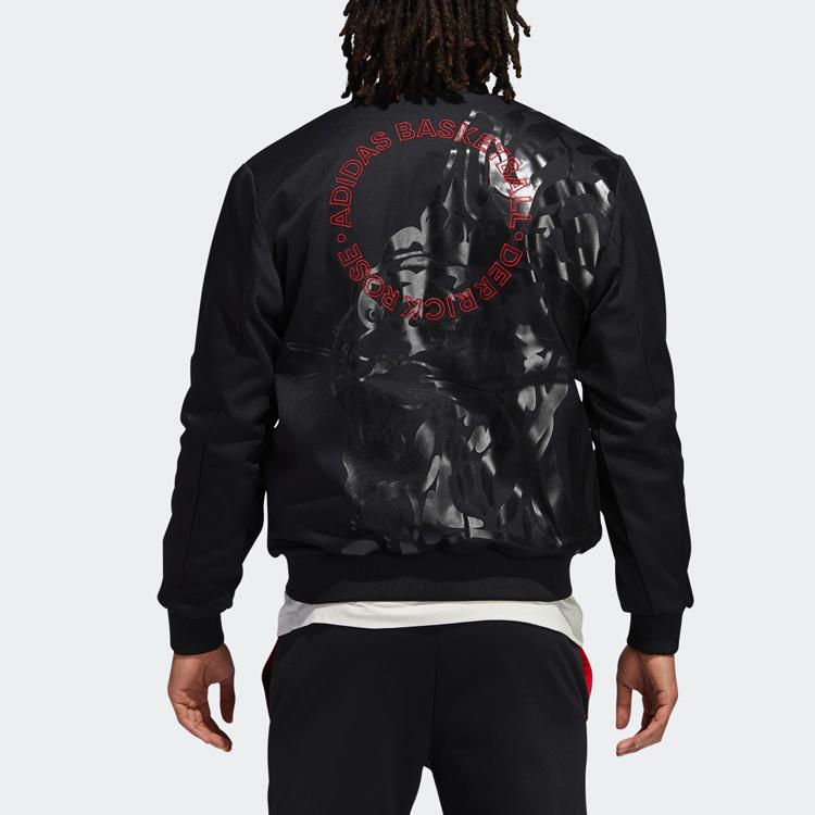 Adidas CNY Series Rose Jacket Back Print Slim Fit Basketball Sports Jacket Men Outerwear Black GH4993