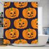 Набор занавесок для душа с тыквами на Хэллоуин Водонепроницаемая ткань с принтом для декора ванной комнаты Оранжевые фонари Джека на темно-синем фоне S