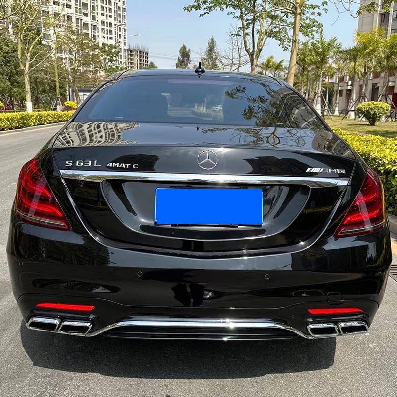 For 2014-2020 Mercedes S-Class W222 exhaust pipe upgrade AMG 63 black square mouth quad outlet muffler tip nozzle tailpipe