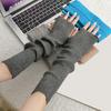 1 Pair Fall Winter Gloves Fingerless Knitted High Elasticity Non-slip Arm Warmers Pure Color Arm Sleeves Keep Warm Windproof Cycling Arm Covers