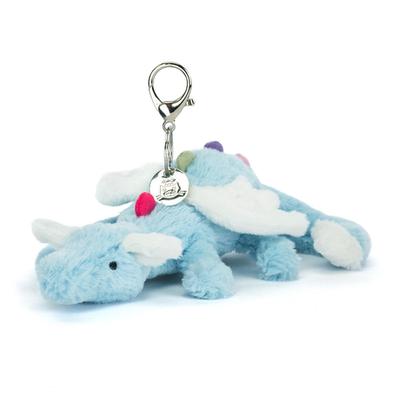 Jellycat Подвеска-брелок Небесный Дракон Малыш Голубой Белые Крылья Мягкий Плюшевый Брелок