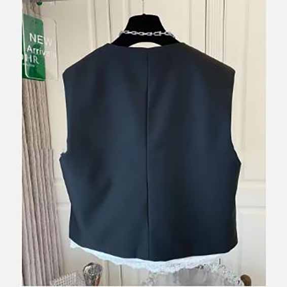 Женский кружевной жилет в стиле пэчворк, корейский повседневный жилет без рукавов с круглым вырезом, женский свободный жилет, винтажная шикарная одежда