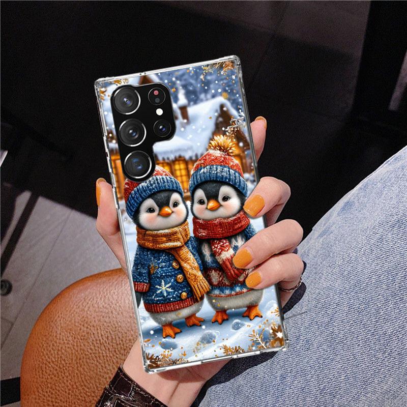 Рождественский чехол-пингвин для Samsung Galaxy S26 S25 Edge S23 S24 Ultra S22 Plus S21 S20 FE Уникальный чехол Мягкий чехол Galaxy S2