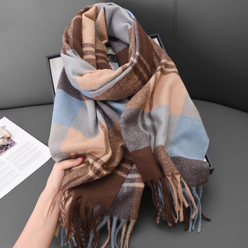 Winter Luxury Classic England Style Women Scarf Fashion Stripe Plaid Scarves Tassel Shawls Pashmina Lady Wrap Hijab