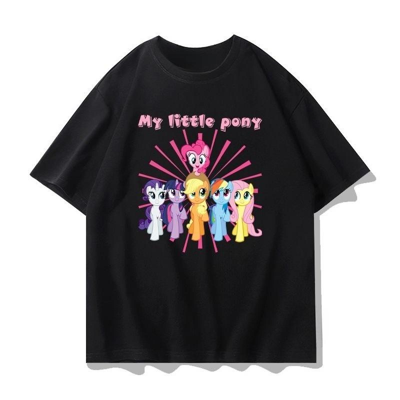 2026 summer new New cotton shortsleeved Tshirt for cartoonstyle Little Pony style relaxed fit loungewear style shirt