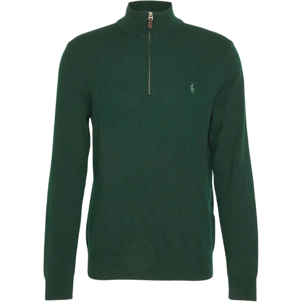 Polo Ralph Lauren Solid Color Pony Logo Embroidered Half-Zip Wool Knit Sweater Men Sweater Green MNPOSWE16820647-300