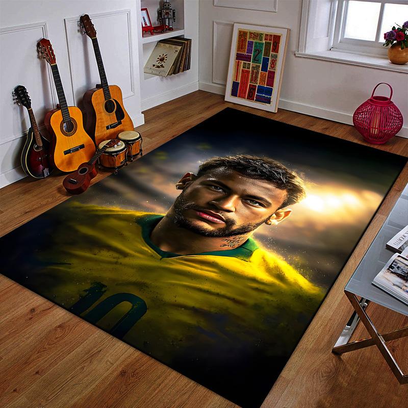 "Football Star in Yellow Jersey" Patterned carpet a non slip rug suitable for all seasons and any setting, gift