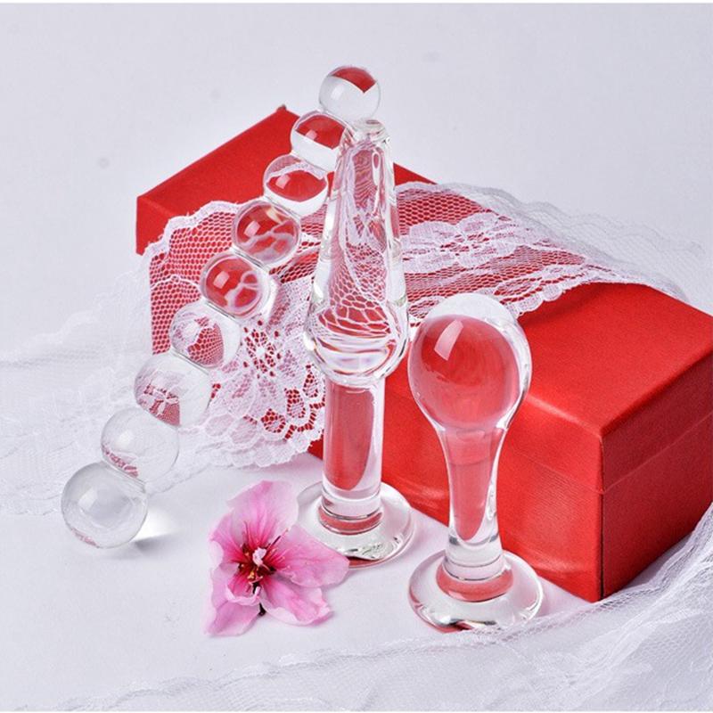 Кристально чистый стеклянный дилдо, анальные бусины, пробка, стимуляция точки G, женская мастурбация, взрослые секс-игрушки для лесбиянок