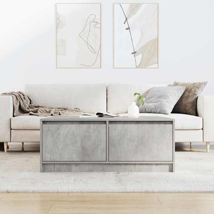 VidaXL Coffee Table with Drawers Concrete Grey 100x100x40 Cm, Center Table, Sofa Table, Accent Table, Side Table, 3328402