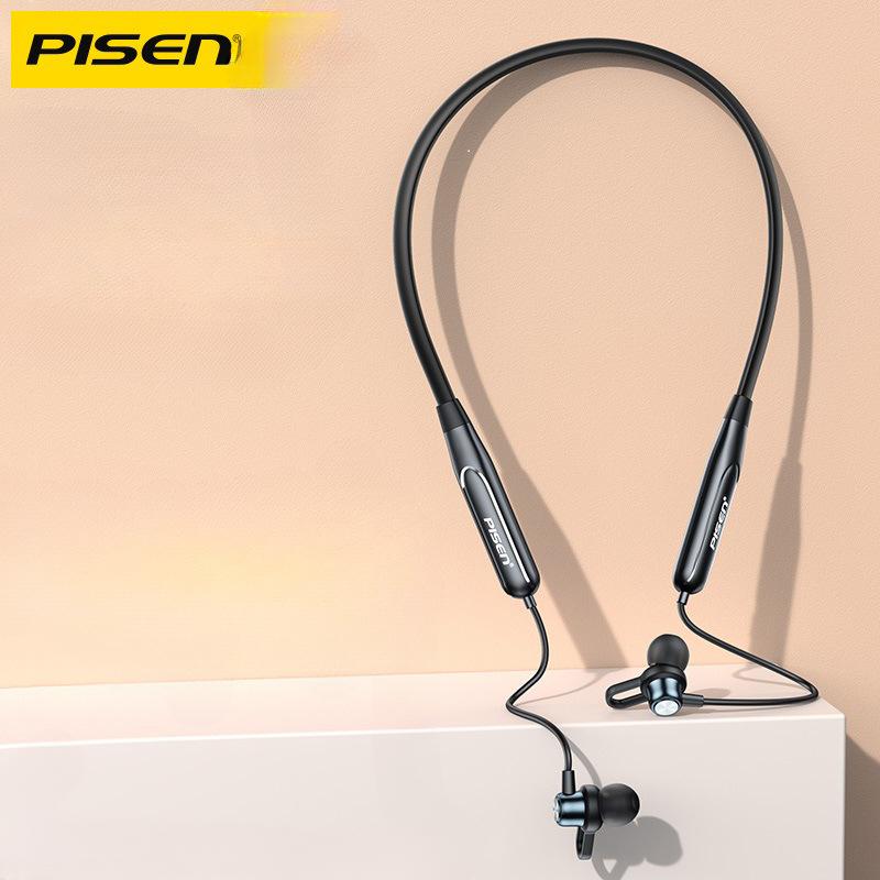 Беспроводная Bluetooth-гарнитура Pinsheng для занятий спортом и бега с креплением на шею подходит для Apple, Huawei, Xiaomi и обеспечивает длительное время автономной работы.