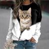 Kawaii Cat Women's T Shirt 3D Print Casual Long Sleeve Tees Oversized Harajuku Sweater Clothing Daily Blouse Female Loose Tops