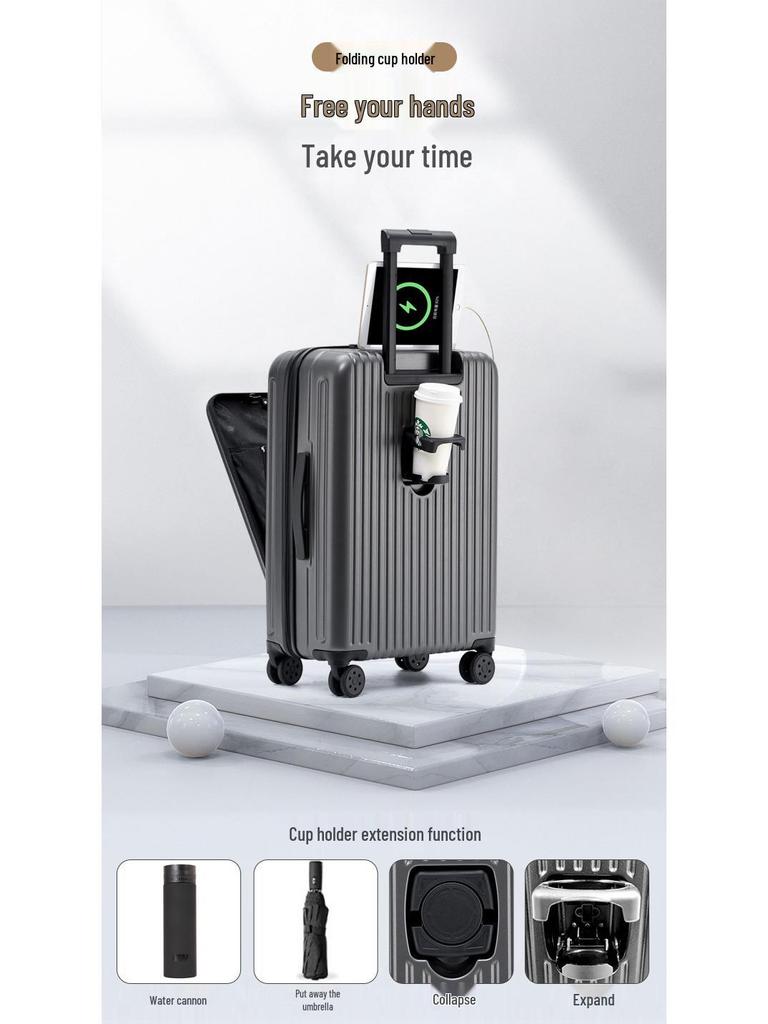 20-дюймовый легкий матовый чемодан-тележка с фронтальной загрузкой для ручной клади, 24-дюймовый дорожный чемодан, кожаный кейс.