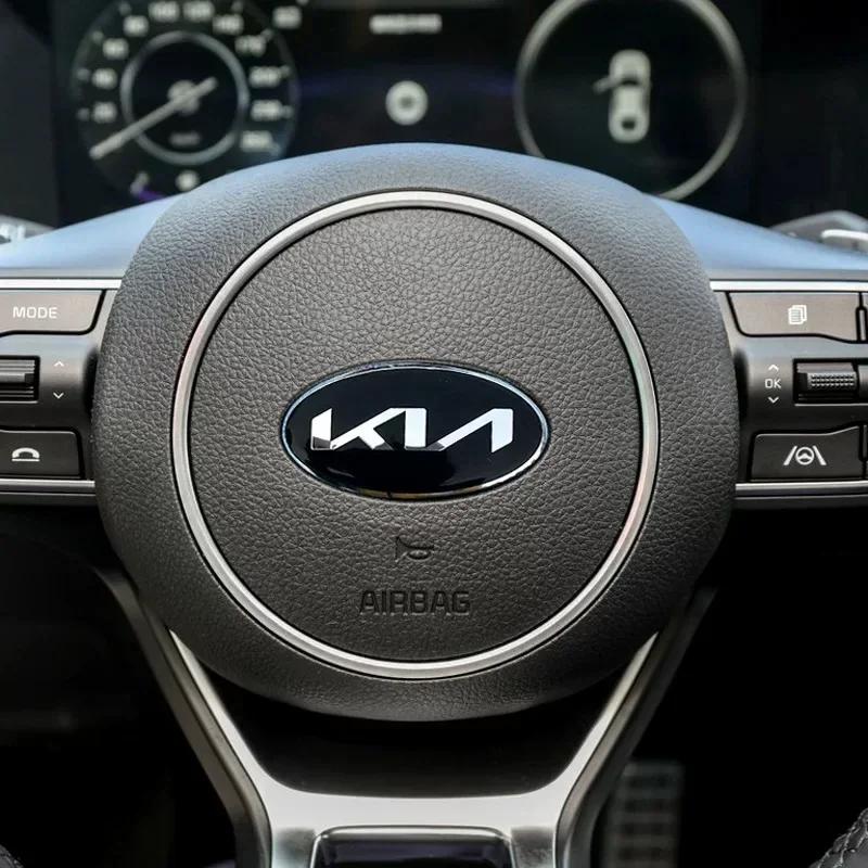 ABCDEM1 Car Steering Wheel Center Emblem Stickers Decoration For KIA EV6 Sorento Niro Stinger Ceed Carnival K5 K9 Soul Carens VQ Cadenza