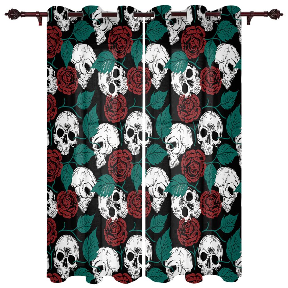 Художественный Череп Красные Цветы Волна Новые Простые Шторы Украшения Дома Шторы Современные Товары Для Дома