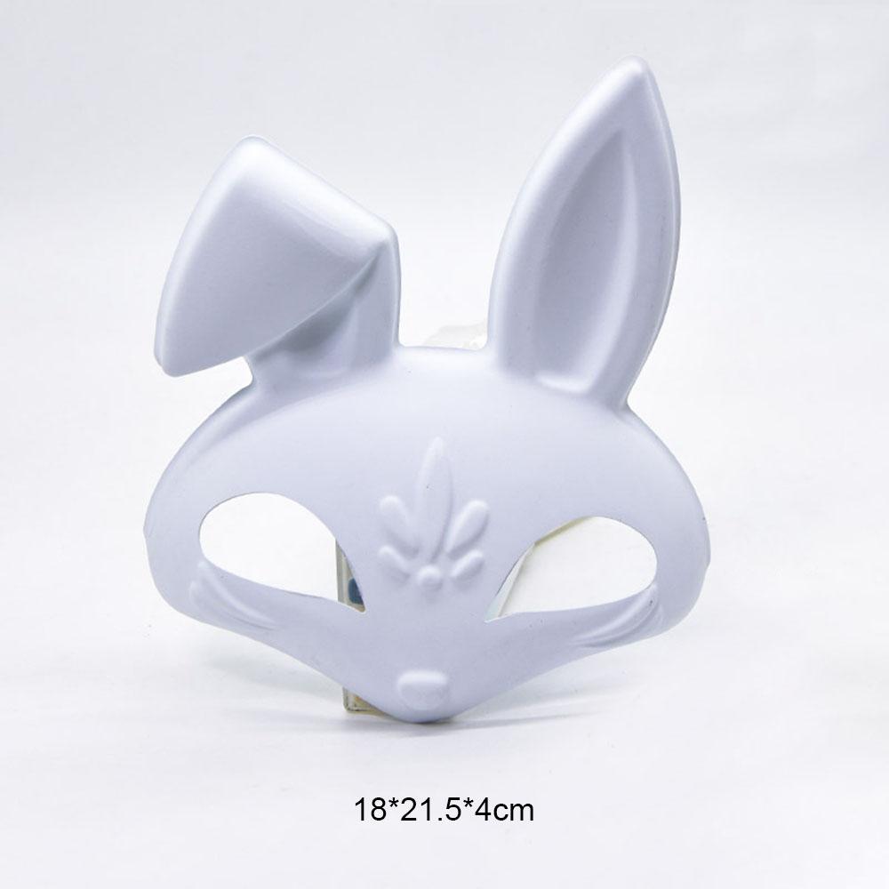 Hand Painted Blank Rabbit Mask DIY Matte White Bunny Masquerade Women Mask Halloween Party PVC Rabbit Unpainted Decorative Masks