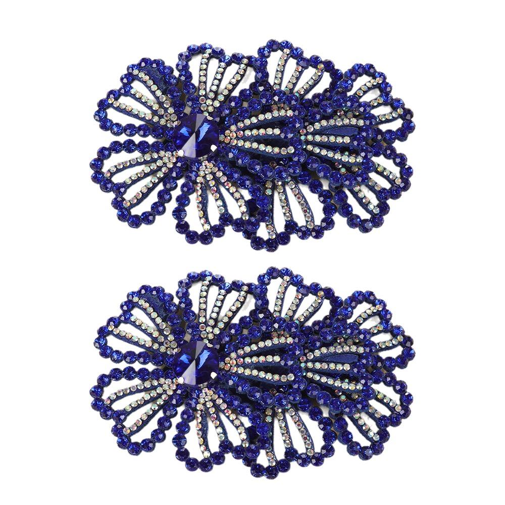 1Pairs Sparkling Flower Brooch Fabrics 3D Sew-On Applique Headband Accessories Fabrics