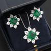 Jewelry Pendant Jewelry Simulation Emerald Colored Gemstone Stud Earrings Ring Pendant Three Pieces