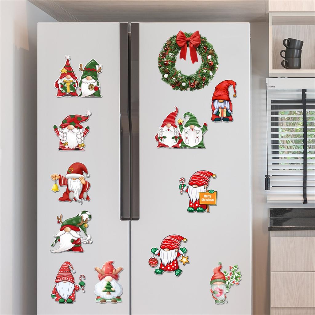 Рождественские украшения для автомобиля, холодильника, светоотражающий Санта-олень, магнитные украшения, Рождественский Новый год, праздник, домашний декор