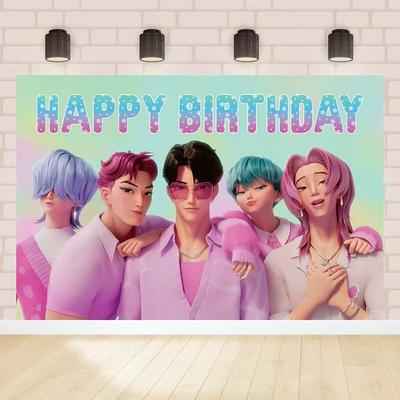 Kpop Охотники на Демонов Saja Boys День Рождения Фото Фон Девочки Мальчик С Днем Рождения Фон Реквизит для Фотосъемки
