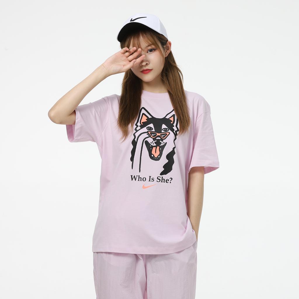 Nike Casual Sport Husky Print Breathable Short Sleeve T-Shirt Women Tops Pink DJ1846-695