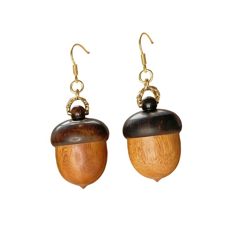 Creative Simulation Acorn Pendant Earrings for Women Personalized Detachable Hook Earrings Novelty Ear Jewelry Accessories Gift