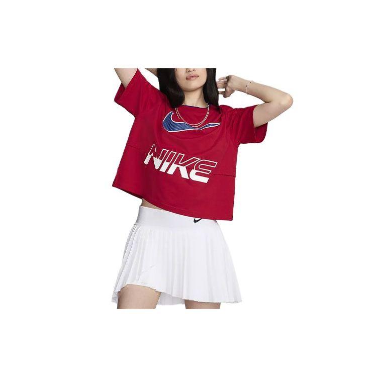 Nike Sportswear Soft Comfortable Loose Fit Drop Shoulder Cropped Top Women Tops Red HF6291687
