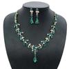 Green Color Jewelry Accessories For Women Drop Earrings Necklaces Long Chain Jewelry Set