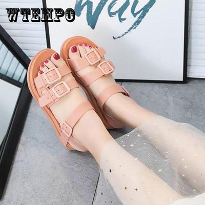 Летние римские сандалии, дикие женские сандалии, студенческие пляжные сандалии с плоской подошвой в стиле Харадзюку, легкие и удобные