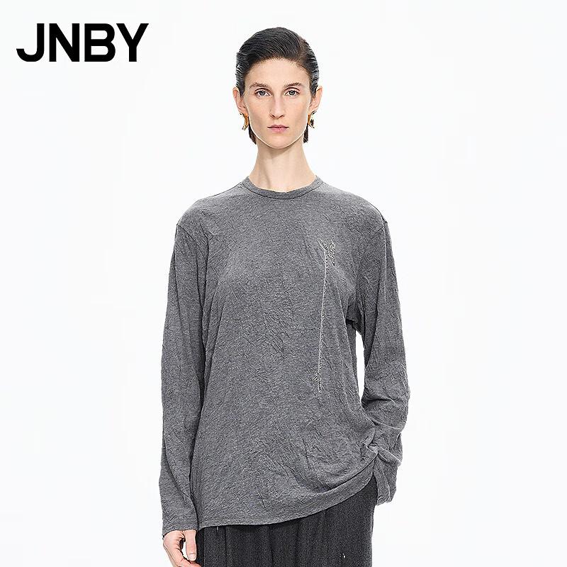 JNBY Зимняя свободная футболка с круглым вырезом и длинным рукавом 2025