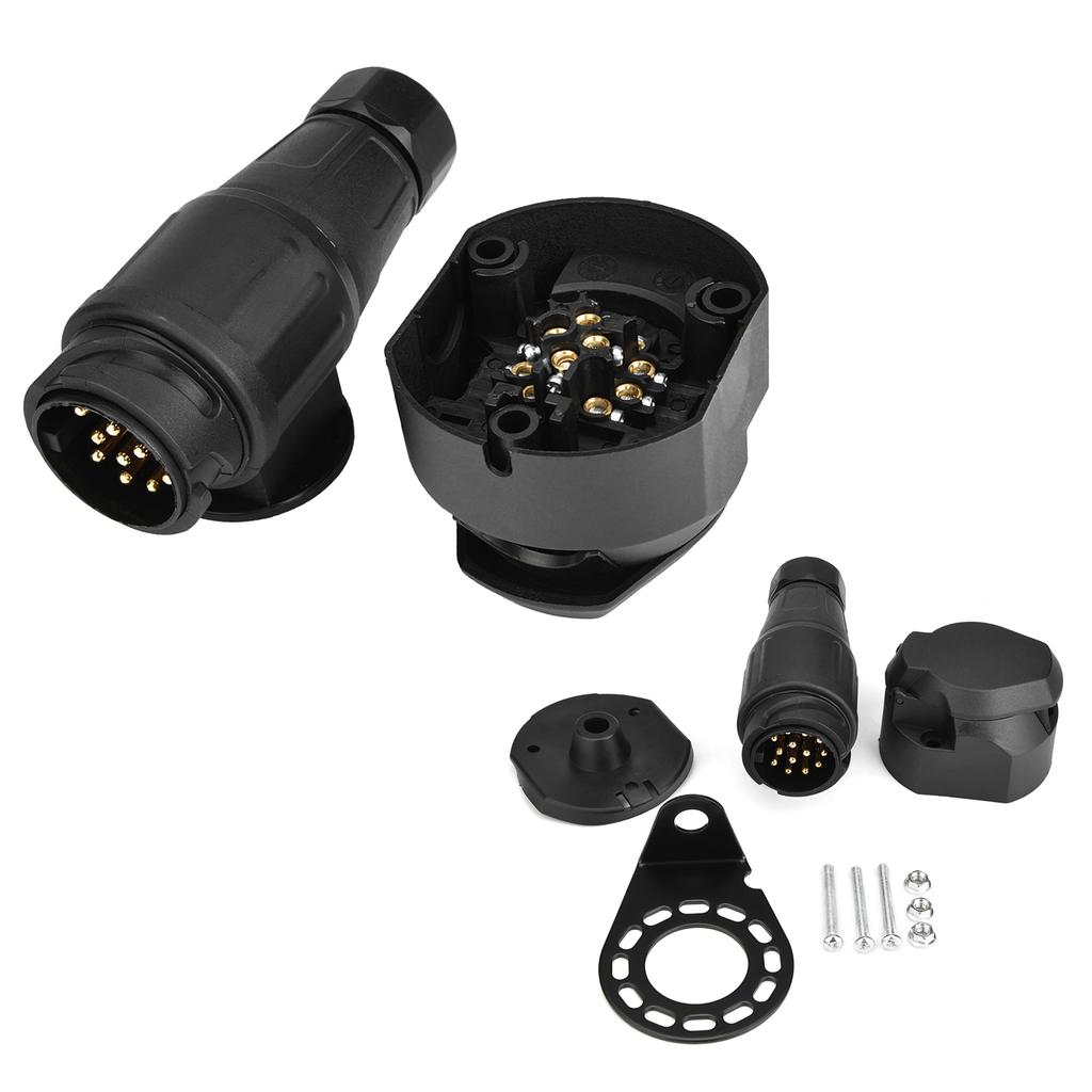 12V 13Pin Trailer Plug Socket Connector Adapter Bracket for Trailer Caravan Towing Towbar