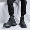 2024 Genuine Leather Mid Top Boots Men Platform Thick Sole Classic Black British Style Chelsea Boots High-top Men Punk Shoes