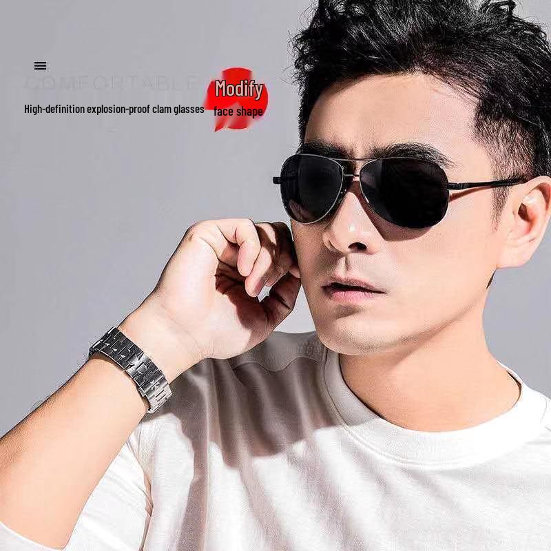 Men's Polarized Vintage Sunglasses with Photochromic Lenses and Spring Legs for Driving