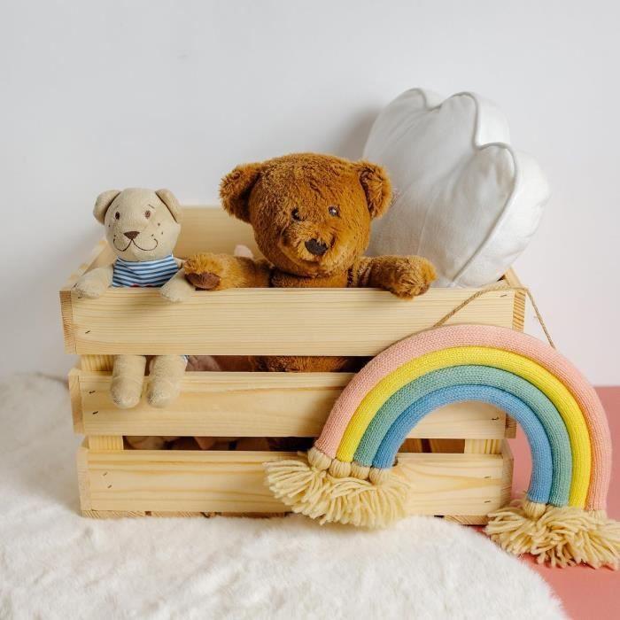 Caisse en Bois Naturel - Creative Deco - 40 x 30 x 23 cm - Rangement Bois - Vintage - Cagette en Bois