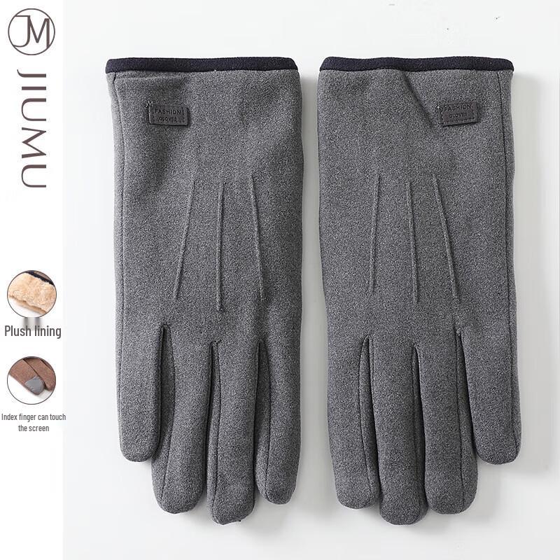 JIUMU Men's Autumn/Winter Plush Lined Knitted Touchscreen Gloves GLM015
