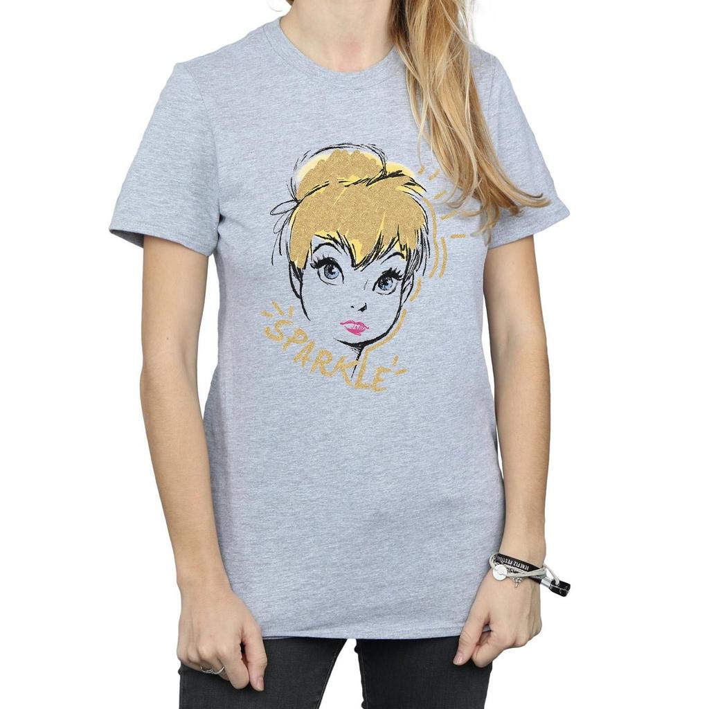 Disney Womens/Ladies Tinkerbell Sparkle Cotton Boyfriend T-Shirt