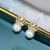 Full Diamond Zircon Crown Pearl Stud Earrings Light Luxury High-End Temperament Earrings Women'S French Small Exquisite Earrings