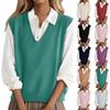 Fashionable Girls V-neck Knitted Vest All-match Waistcoat Temperament Casual Sweater