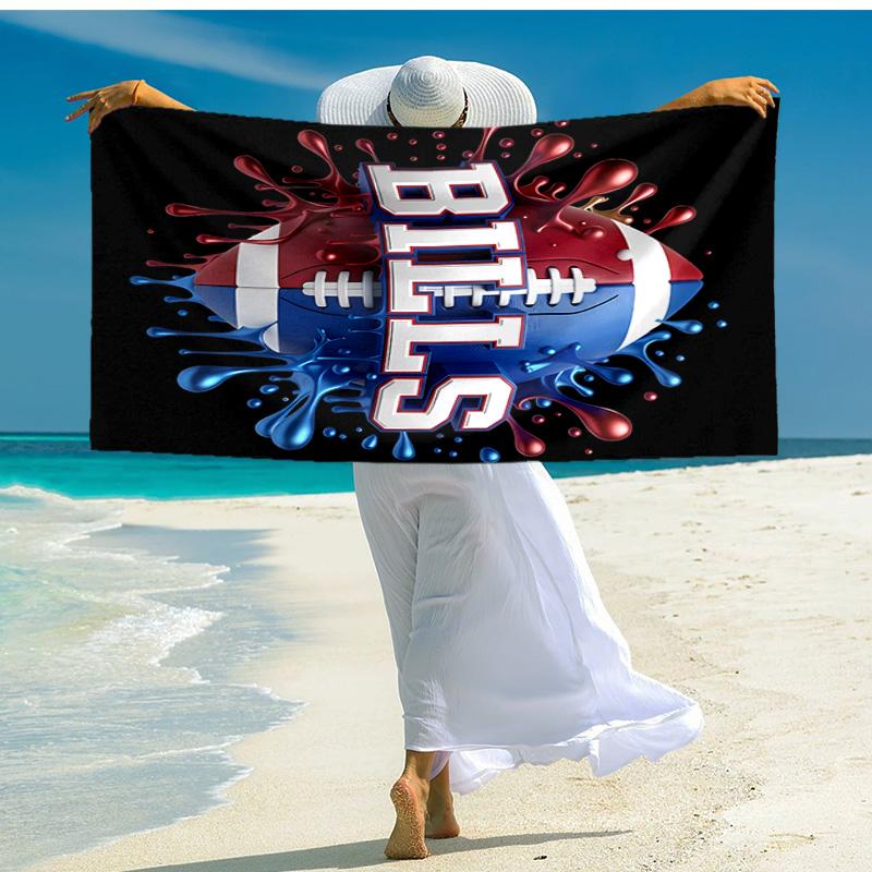 proof beach towel with Buffalo Bill LOGO pattern - soft,absorbent,quick-drying,machine washable - perfect for swimming,camping,bathing