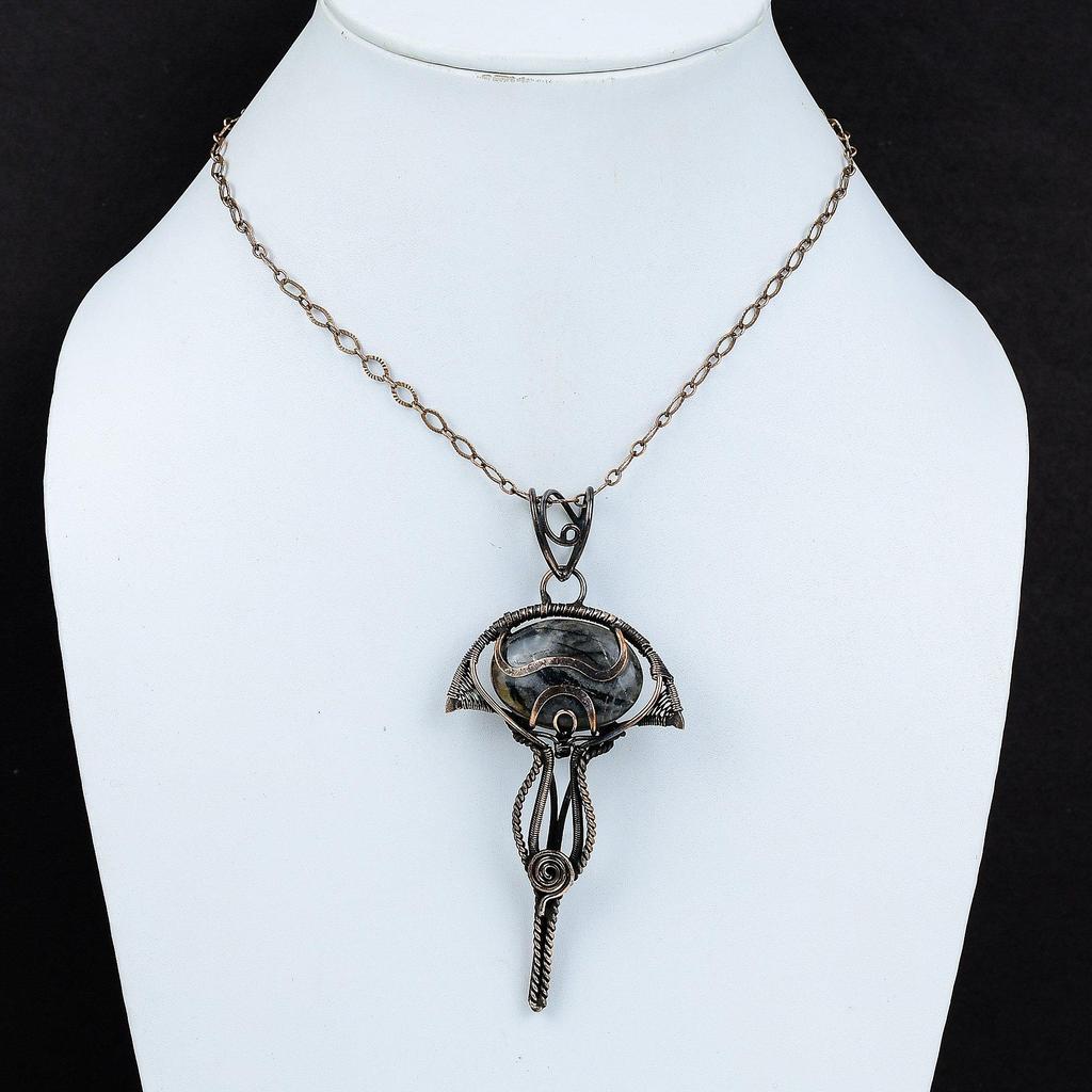 Кулон Пикассо из яшмы, медная проволока, кулон, ювелирные изделия ручной работы в стиле бохо, очень красивый кулон с драгоценным камнем, удивительный медный ювелирный подарок для мамы