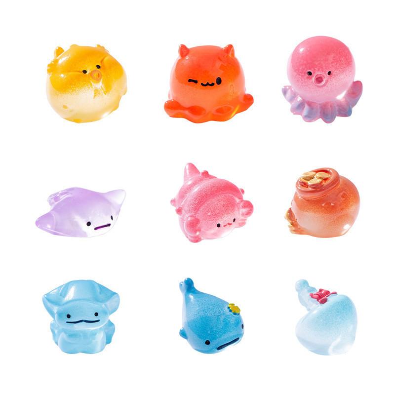 10Pcs Multicolors Mini Marine Animal Miniatures Resin Ornaments Fairy Garden Decoration Micro Landscape